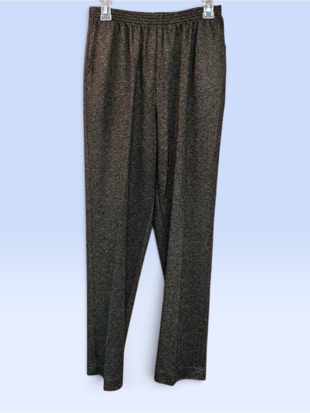 Alfred Dunner Black Brown Tweed Knit Pull-On Pants Vintage Classic Sz‎